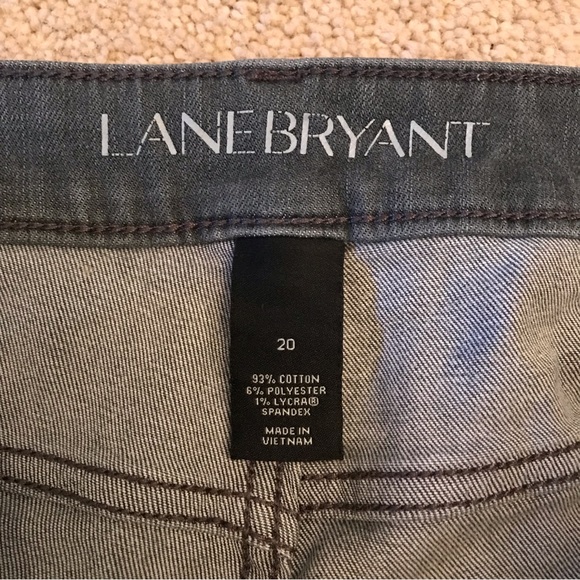 Lane Bryant Mid Rise Super Stretch Skinny Jeans Womens Size 20 Grey Distressed - Picture 5 of 14